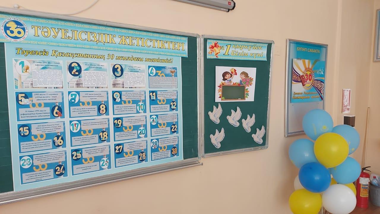 1 қыркүйек- Білім күніне орай "Тәуелсіздік жетістіктері" тақырыбында біріңғай сынып сағаттары өткізілді.